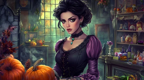 Vintage Halloween Portrait of a Woman