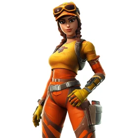 Female Character with Goggles and Braids
