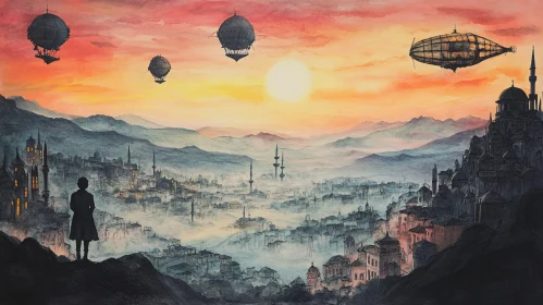 Sunset Over the City of Airships