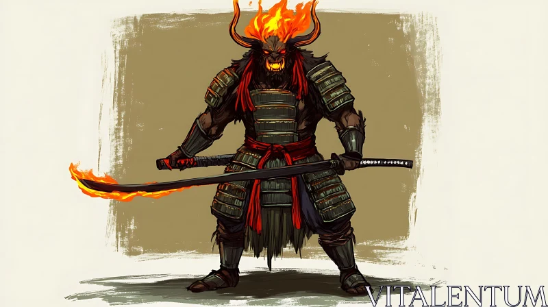 Oni Samurai Warrior with Burning Blade