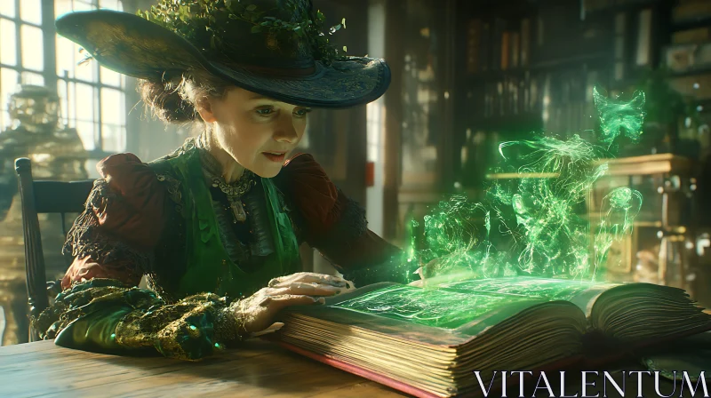 Old Witch Reading a Spell Book