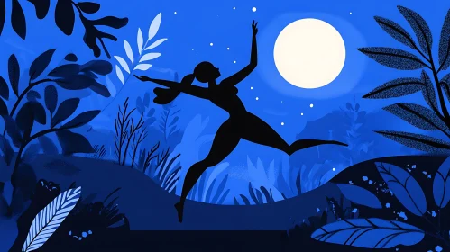 Silhouette Dance Under the Moon