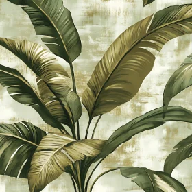 Green and Gold Banana Leaves Artwork