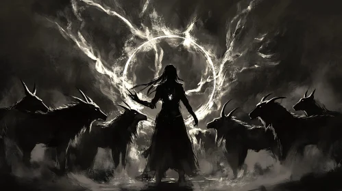 Monochrome Magic: Horned Creatures and Light