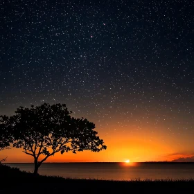 Silhouette Tree at Sunset