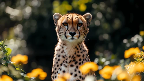 Cheetah Among Yellow Blooms