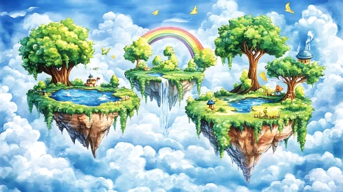 Fantasy Sky Islands Painting