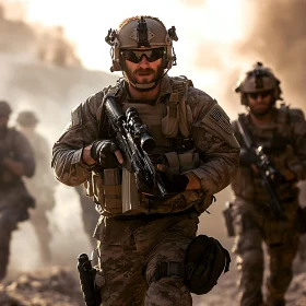 Military Operation: Soldiers in Combat Zone