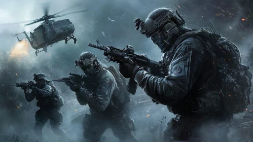 Soldiers Advancing Under Air Support
