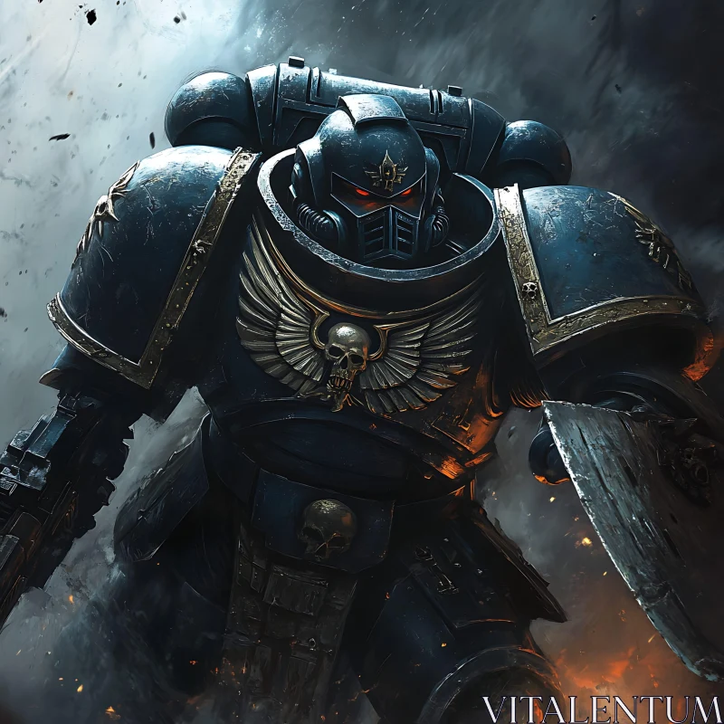 Armored Warrior in Smoky Battlefield