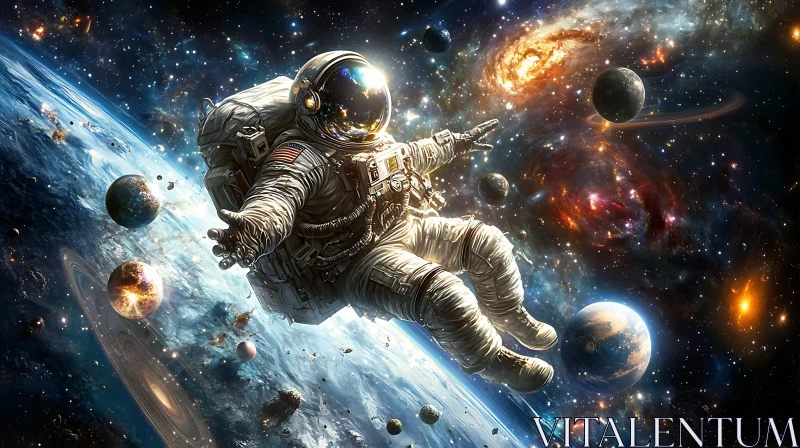 Space Explorer Amidst Distant Worlds