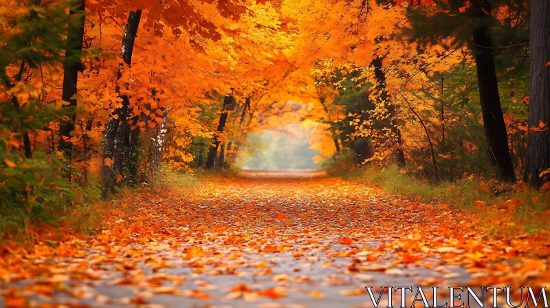 Fall Leaves Path Through the Woods