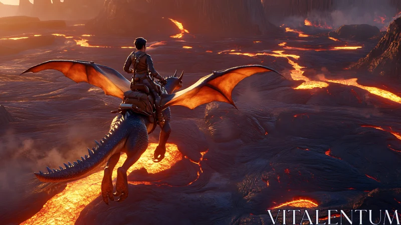 Soaring Above Lava on Dragon Back