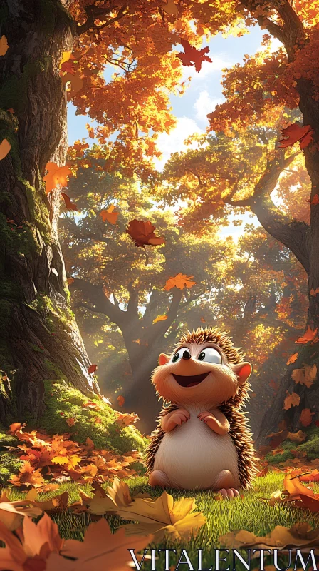 Hedgehog Amidst Falling Leaves