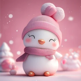 Festive Penguin in Pink Attire