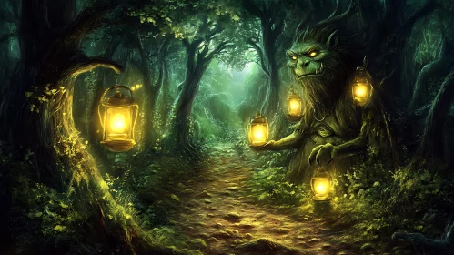Mystical Forest Creature with Lights