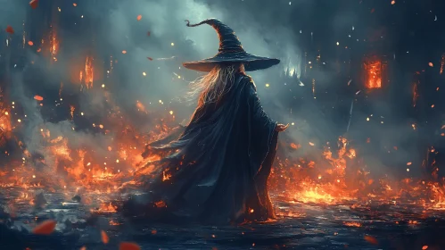 Mystic Witch in a Fiery Realm