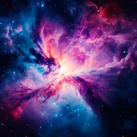Cosmic Nebula with Purple and Blue Hues