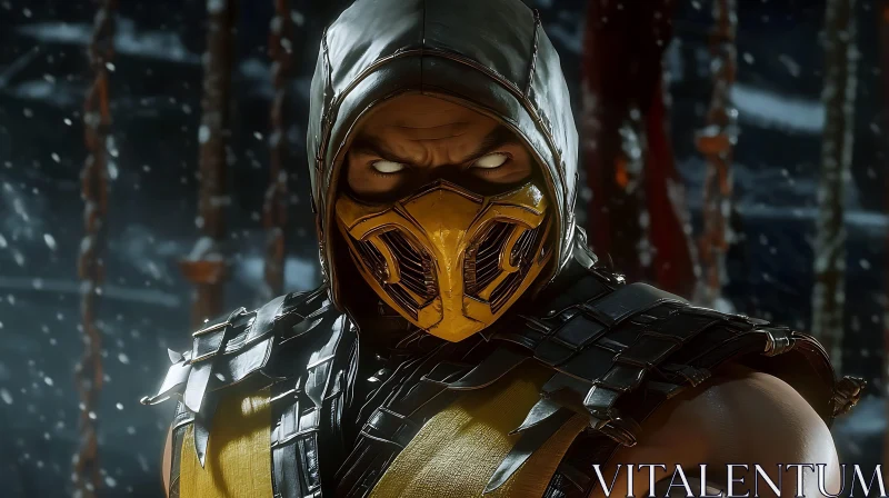 Fierce Gaze: Masked Warrior in Armor