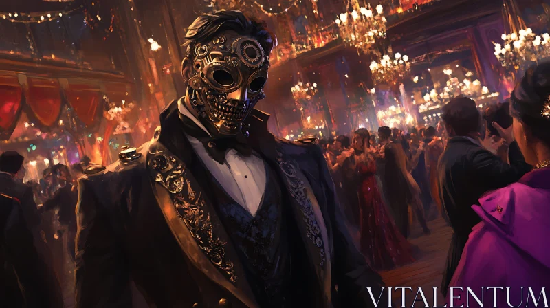 Mechanical Masked Man in Ballroom Scene