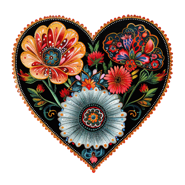 Artistic Heart with Floral Patterns