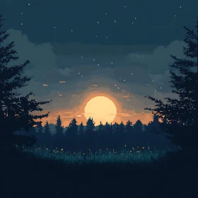 Sunset Pixel Art Landscape