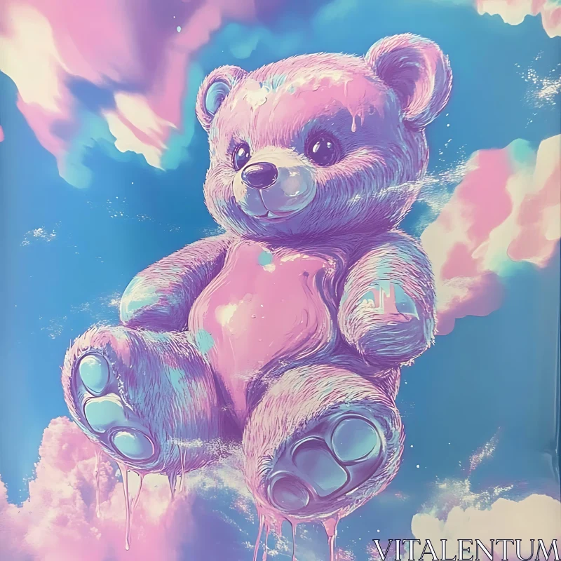 Whimsical Teddy Bear in Pastel Sky