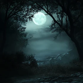 Ethereal Moonlight Over Still Waters