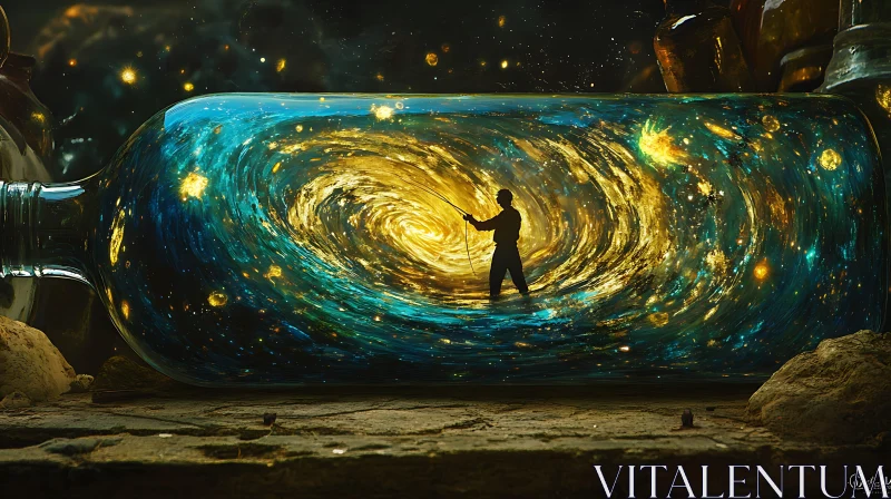 Fishing for Stars in a Bottle AI Image