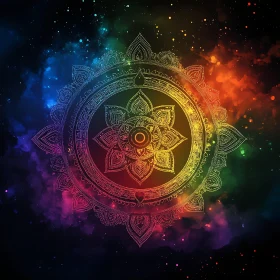 Celestial Mandala in Rainbow Spectrum
