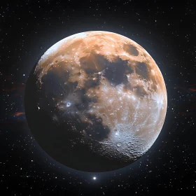 Lunar Sphere Amidst Starfield