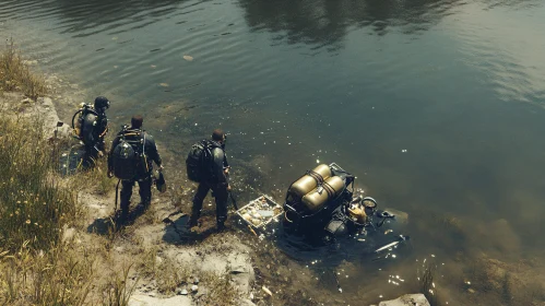 Lake Divers Preparing for Exploration