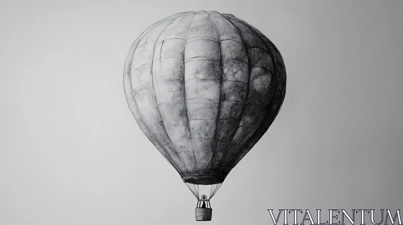 Vintage Style Hot Air Balloon Drawing