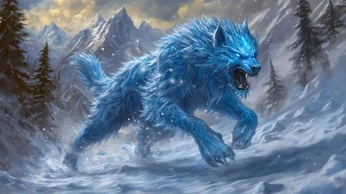 Winter Wolf Running in the Snow