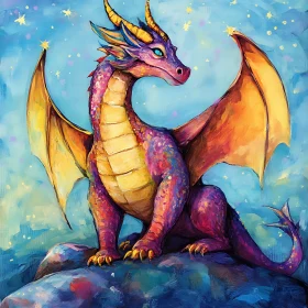 Colorful Dragon on Starry Night Canvas