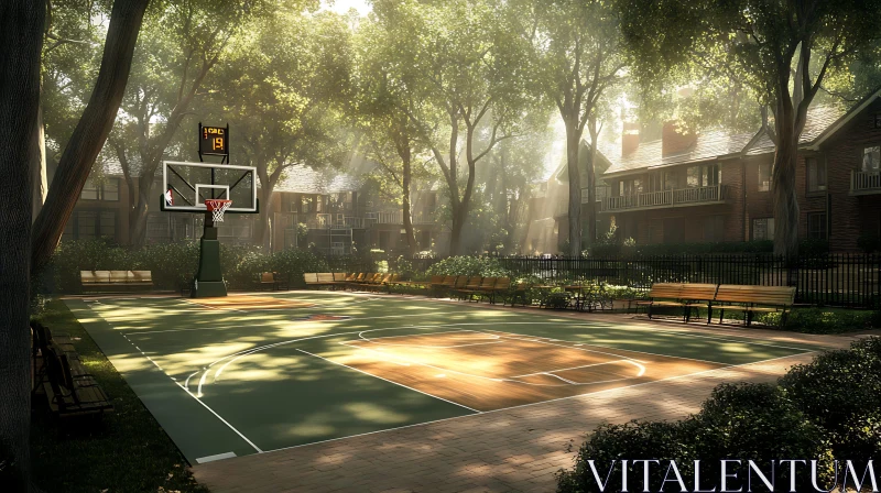 Outdoor Basketball Court with Sunlight