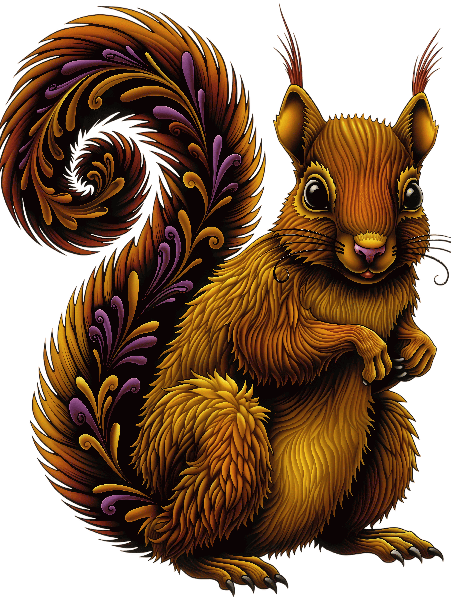 Artistic Squirrel Illustration POD Design