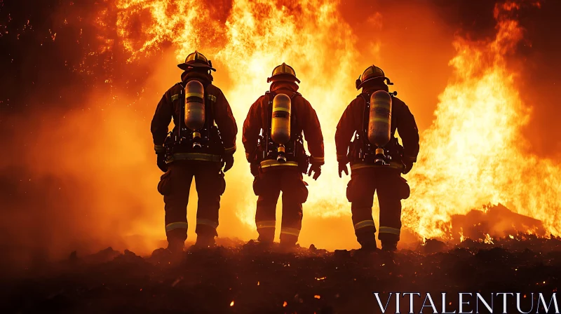 Heroic Firefighters Facing Intense Flames