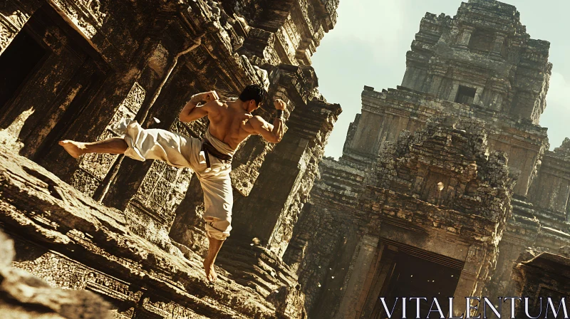AI ART Agile Warrior in Temple Ruins