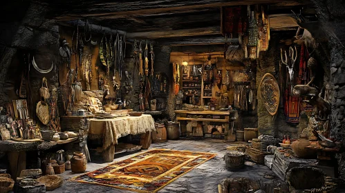 Old Room Interior with Decorations