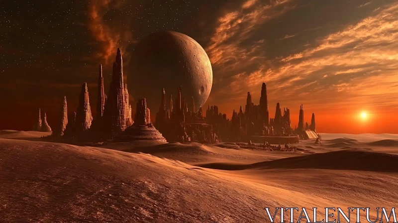 Desert City Under Distant Planet
