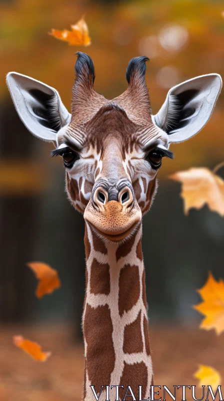 Giraffe with Autumn Background