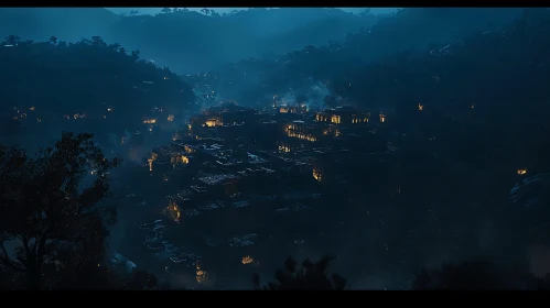 Mountain Village at Night