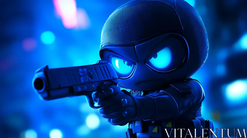 Blue Tactical Toy with Firearm