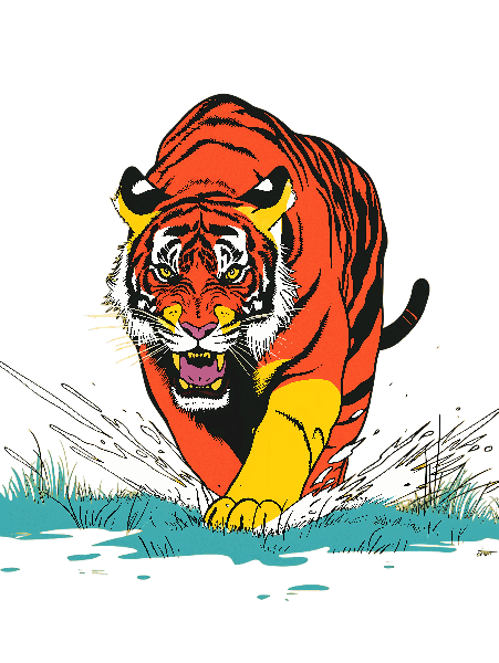 Tiger in Action T-Shirt Art