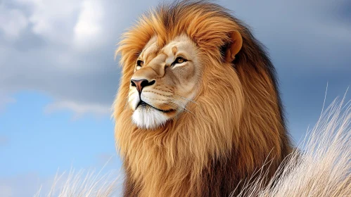 Regal Lion with Golden Mane