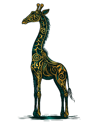 Blue and Gold Giraffe Vector Art for Merchandise