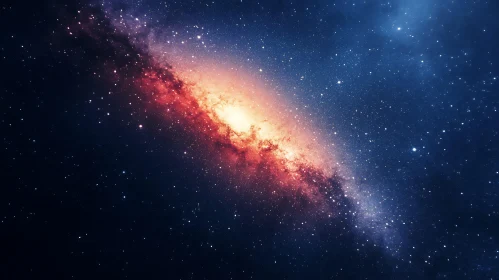 Cosmic Galaxy: Red and Blue Starry Space