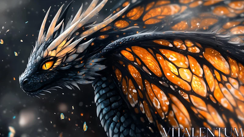 Dragon with Orange Wings AI Image