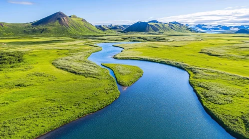 Majestic River in Verdant Landscape